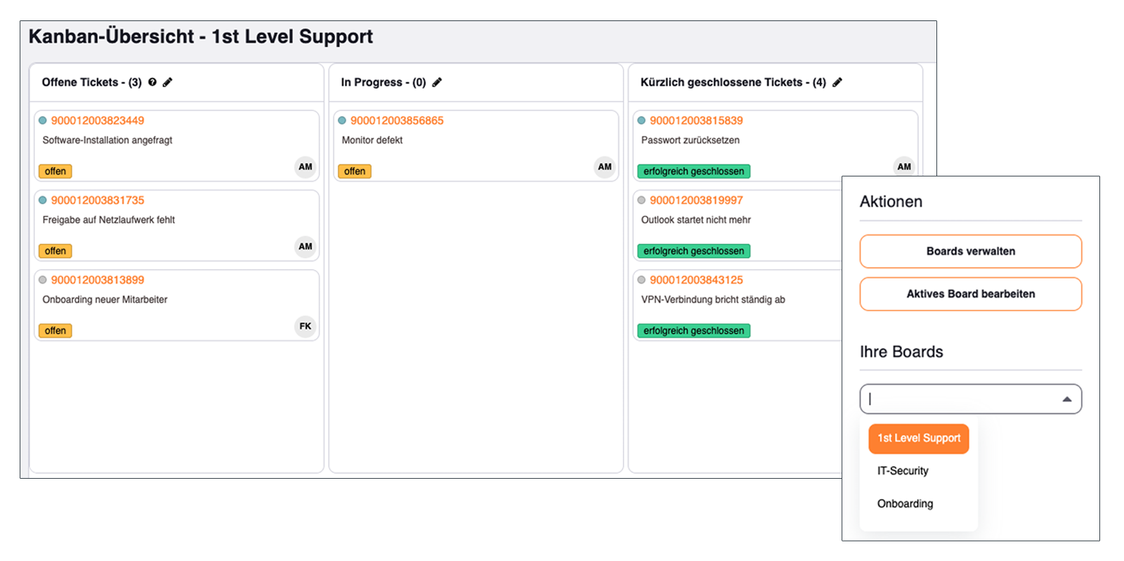 Znuny Kanban-Board - Overview / Manage your Boards